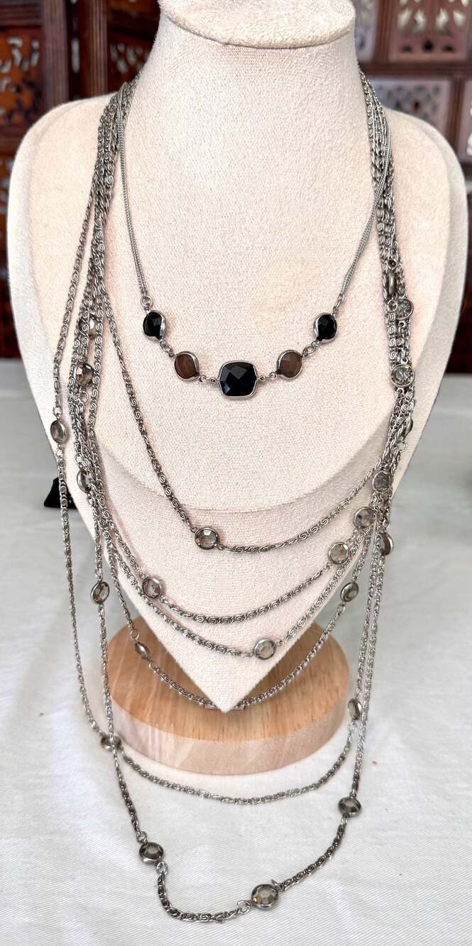 Sterling Silver 5 STRAND SILVER BEADED CHAIN